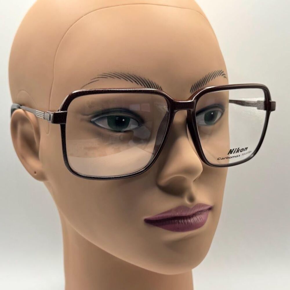 Vintage Eyeglass Frames Large Square Rx Ready | Nikon Carbonmax | Made In Japan